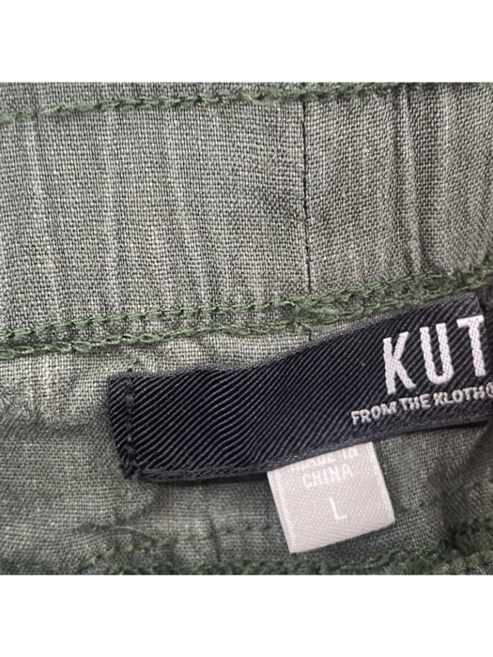 Kut From The Kloth Women's Size L Green Linen Blend Drawstring Pants - Picture 14 of 16